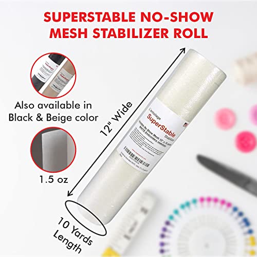 Superpunch No Show Mesh Stabilizer, 1.5 oz, White, 12 in x 10 yd - color: White, size: 12 inch x 10 yard roll