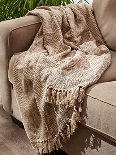 DII Diamond Throw Collection Cotton Woven, 50x60, Stone - color: Stone
