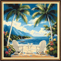 Redxing Counted Cross Stitch Kit for Beginners,Unprinted Needlepoint Kits for Beginners Cross Stitching Embroidery Kit 11CT Stitches kit-Rest by the Seaside 18x18 inch - color: KitsColor09