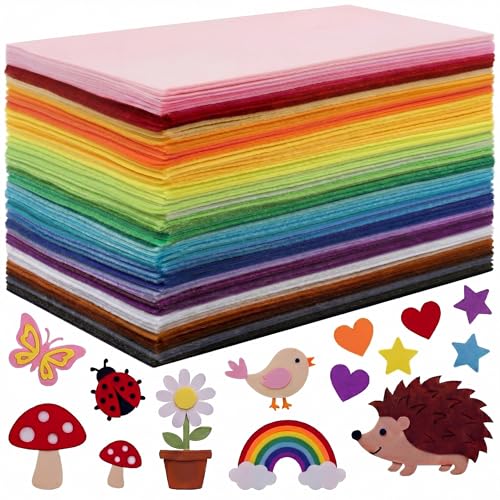 Reginary 120 Pcs 10 x 20 Inch Felt Sheets Bulk for Craft 40 Assorted Color Felt Fabric Squares Stiff Paper for Back to School Festival Holiday DIY Craft Sewing Patchwork - size: 10 x 20 Inch