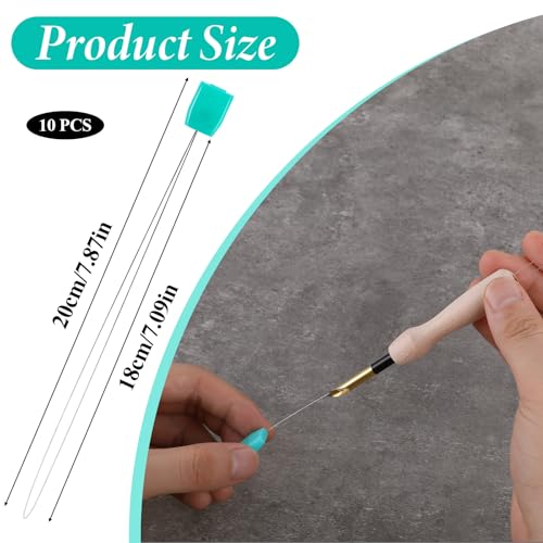 10 PCS Long Needle Threader Pulling Hook Tool 7.87 Inch Needle Threaders for Embroidery Floss Stitching Craft Tool Bead Tools for Punch Needles Hair Extensions Cross Stitchs DIY Sewing Craft Works