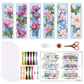 ORIGACH 6 Set Magnolia Cross Stitch Bookmark Kit for Beginner - style: Magnolia