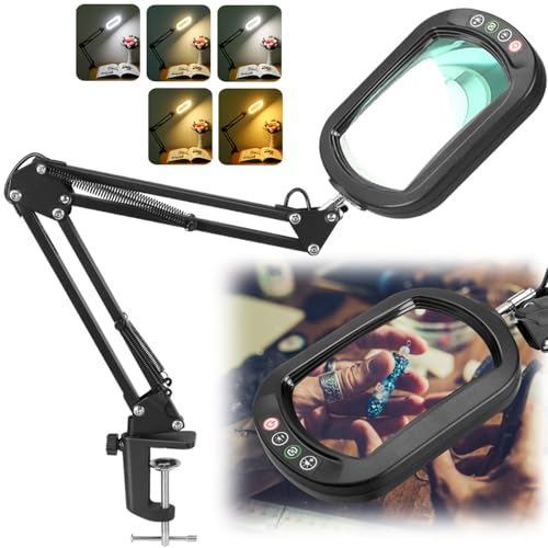 IVMAIE 12X Magnifying Glass with Light, Rectangle Real Glass Lens - color: Black, size: 12X