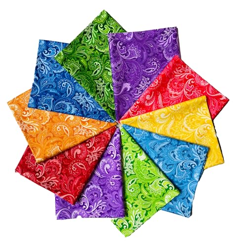 Fat Quarters Quilting Cotton Fabric Bundles for Sewing-10 PCS Paisleys - color: Paisleys