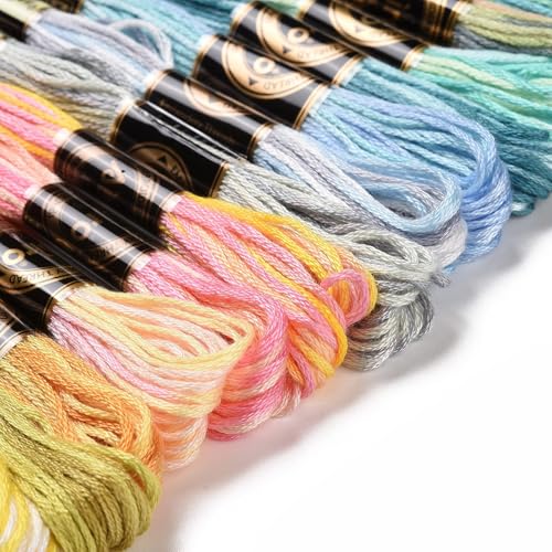 18 Skeins Embroidery Thread Floss 0.5 mm Friendship Bracelet String Making 6 Ply Polyester Cross Stitch Kit Supplies 18 Color 8.75 Yards(8m)/Skein - color: 18 Skeins, Color a