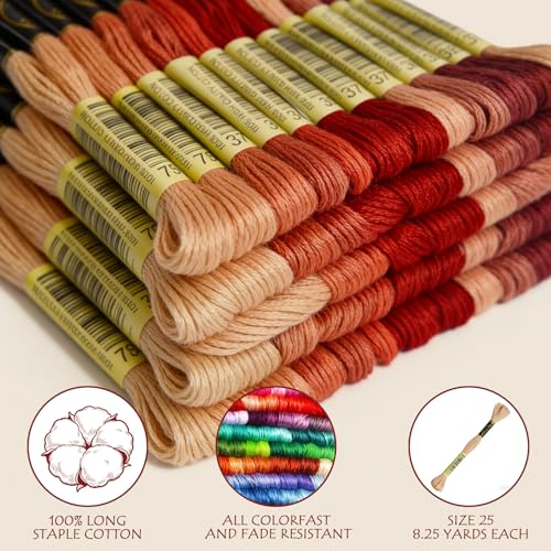 Premium Rainbow Color Embroidery Floss - Cross Stitch Threads - Friendship Bracelets Floss - Crafts Floss - 14 Skeins Per Pack Embroidery Floss,Light Peach Flesh Gradient - color: Lt Peach Flesh Gradient