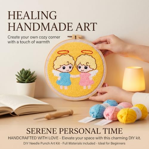 Harimau Punch Needle Kit Twelve Zodiac Signs Pattern,1Pc Embroidery Hoop, Essential Punch Needle Supplies,Ideal Punch Art for Beginners,DIY Adults Embroidery, Video Teaching - color: 65277