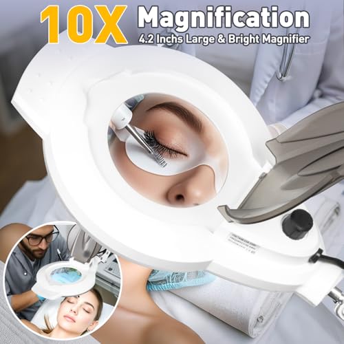 2200 Lumens Mag Lamp for Estheticians, 2-in-1 Magnifier Floor Light - color: White