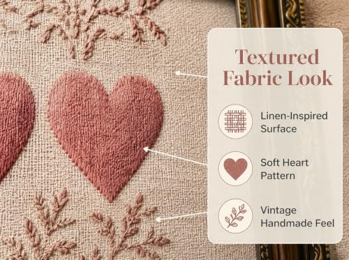 PZBPIUY Vintage Framed Heart Canvas Wall Art, Pink Textured Print - color: Pink Heart, size: 16"L x 12"W