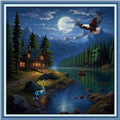 Funxvoot Stamped Cross Stitch Kits Beginners Full Range of Embroidery Kits for Adults 11CT Embroidery Patterns Needlepoint Kits Printed Cross Stitch Kits - (Night View by The Lake 18x18 inchs) - color: Cross Stitch Kits 41