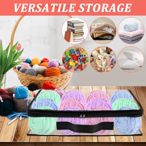 YEXEXINM 6 Pack Clear Yarn Storage Bags, 16x12x4 Inches, Clear PVC & Nylon, Zipper Closure, Ideal for Knitting, Crochet, Clothing & Toys