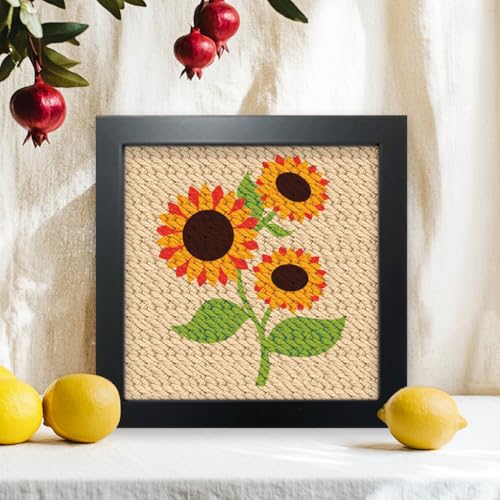 BEUNITONE 2 Sets DIY Punch Needle Kits for Beginners,Sunflower Pre-Printed Pattern,Embroidery Punch Needle Starter Kits for Adults,Includes Pre-Printed Cloth,Yarns,Hoops,Threader and Instruction - color: 09-Horse