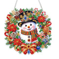 Eiflow Acrylic Christmas Diamond Art Hanging Kit for Adults Wreath, DIY Snowman Diamonds Painting Door Hanger Ornament Kit Wreath Crystal Diamond Art Painting Wall Window Hanging Pendant - color: Christmas Wreath-1