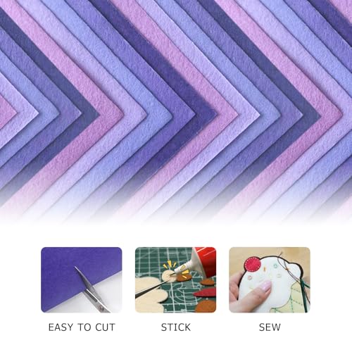 30Pcs Stiff Felt Sheets, 1mm Thick Felt Fabric Squares for Sewing & DIY - color: Purple Series