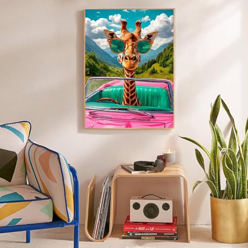 Giraffe Stamped Cross Stitch Kits for Adults Beginner, Car Counted Cross Stitch Kits Printed Stitching Cute Patterns Dimensions Needlepoint Art Crafts Embroidery Kits for Adults - color: Cross Stitch-1215-7