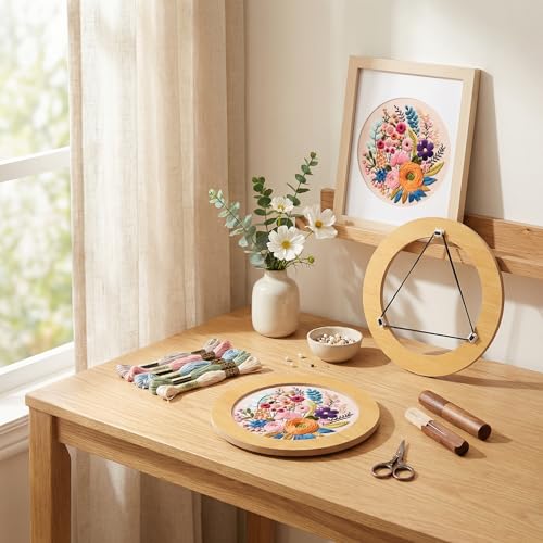 RattanView 12 Pcs Wood Embroidery Hoop Frame for Display 6 & 8 Inch - color: Natural, size: 6 inch/8 inch