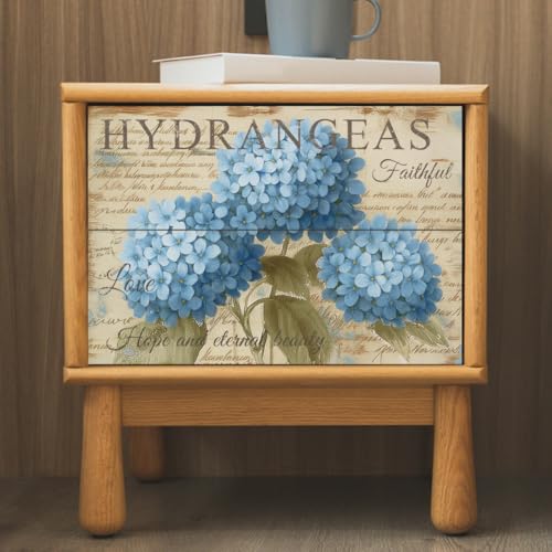 Peacoblue Hydrangea Pattern Rub On Transfers for Furniture Craft 6"x12" - style: Hydrangea Pattern