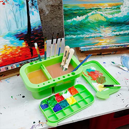 MyLifeUNIT Paint Brush Cleaner, Paint Brush Holder and Organizers with Palette for Acrylic, Watercolor, and Water-Based Paints (Lawn Green) - color: Lawn Green