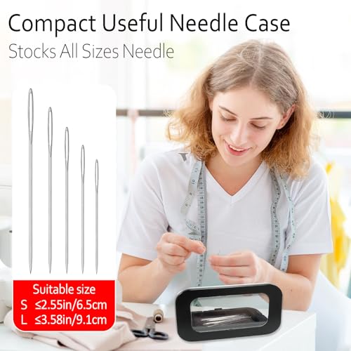 FJW Magnetic Needle Holder Case with Clear Acrylic Lid - Strong Sewing Pin Storage Case - Secure & Visible Needle Keeper for Sewing, Quilting, Crafts Large - size: L