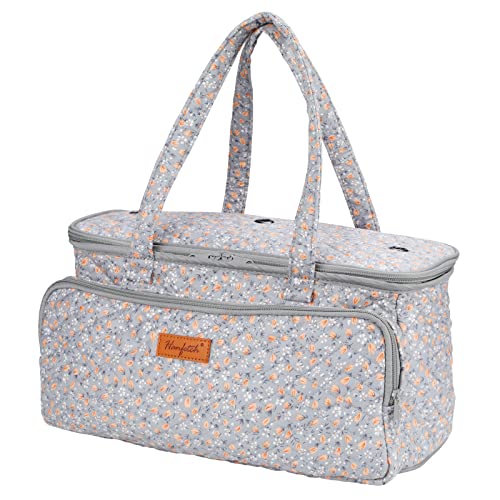 Yarn Bag-Yarn Storage Organizer with Grommets-Portable Crochet Bag for Yarn Skeins-Crochet Hooks-Knitting Needles -Other Accessories (Tulip-Orange) - color: Tulip-Orange
