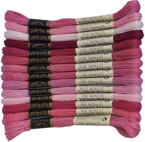 Premium Rainbow Color Embroidery Floss - Cross Stitch Threads - Friendship Bracelets Floss - Crafts Floss - 14 Skeins Per Pack Embroidery Floss, Medium Rose Gradient - color: Rose Gradient