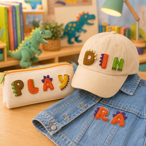 Cinrobiye 41 Pcs Dinosaur Patches Self Adhesive Cute Dino A to Z Alphabet Cute Animal Dinosaur Chenille Letter Patches Stick on for Costume Clothing Hats Bags Fabric DIY Crafts - style: Dinosaur