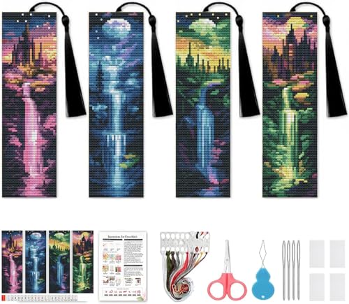 4 Pcs Cross Stitch Bookmark Kit for Adult Beginners Cross Stitch Kits - color: Cross stitch bookmark-19