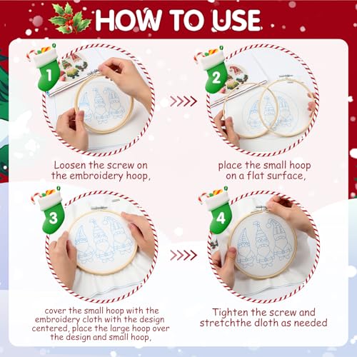 KerrDtbb Christmas Embroidery Kit, DIY Hand Embroidery Kit (A) - style: A