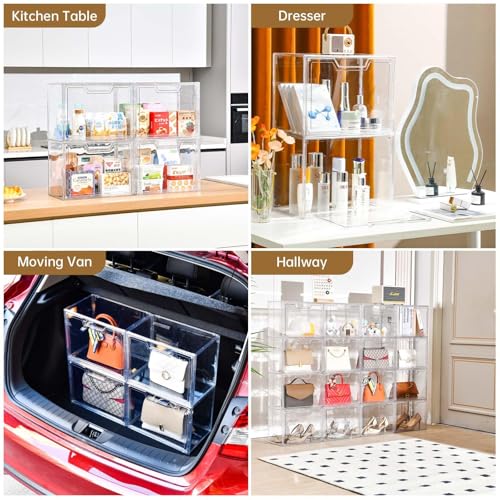 Stackable Acrylic Display Case,Clear Storage Bins with Lid for Collectibles - size: 5pack