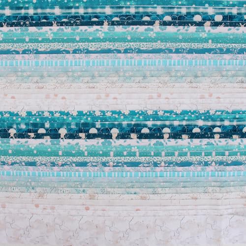 Threadart Teal Prints Jelly Roll - 40 Precut 2.5" Cotton Strips - color: Teal Prints
