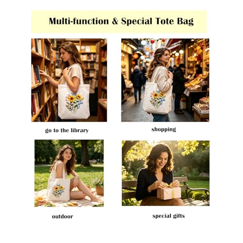 Vigdit Canvas Tote Bag Embroidery Kit for Beginners, Needlepoint Cross Stitch Kit for Adult Beginner, DIY Reusable Grocery Bags Embroidery Starter Kit with Stamped Floral Tools & Instructions - color: Flower3