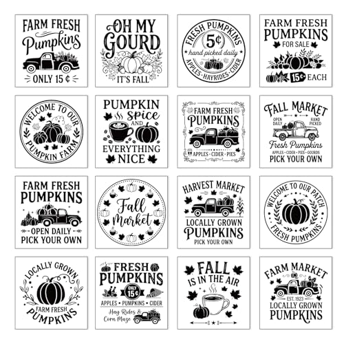 16 Pcs Fall Rub on Transfers for Crafts Furniture 5.9x5.9 Inch - color: Letter Slogon