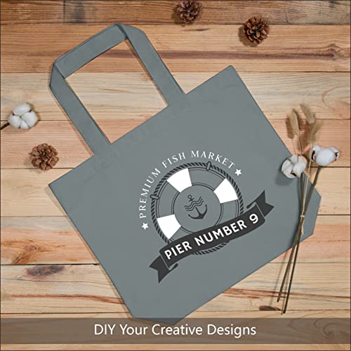 TOPDesign 1-Pack Super Strong Large 12oz Cotton Canvas Tote Bag, Reusable Grocery Shopping Cloth Bag, Fashionable Two-Tone Tote for Crafts, DIY Your Creative Designs - color: Grey