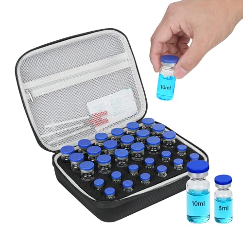 KNOCKO Peptide Case for Fridge - 30 Slots, Insulin & Peptide Vials Storage Case for 3ml/5ml/10ml, Portable Peptide Travel Case TSA Approved, Insulin Vials Holder & Compact Organizer (Black) - size: 3ml/5ml/10ml - 30slot