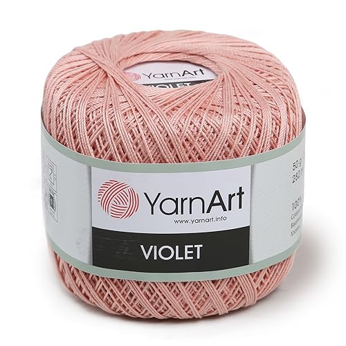 Yarn Art 1 Skein YarnArt Violet,100 Mercerized Cotton Yarn Threads Crochet Lace Hand Knitting Yarn Embroidery Arts Crafts (Light Pink 4105) - color: 4105