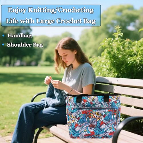 Knitting Bags and Totes Organizers Large Crochet Bag(Retro) - color: Retro