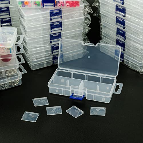 ELEMENT 115 25-Pack Small Plastic Storage Box Case Container with 8 Grid Dividers 2.45" x 5.2" x .97" for Beads, Tackle Box, Fishing Hooks, Bobs, Buttons, Jewelry Grid Size: 1.25" x 1.2" Party Favors