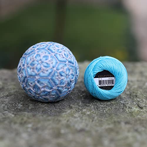 Rhapsody Pearl Cotton Thread Size 8 Crochet Thread Perle 12 Balls Set Hand Knitting, Embroidery, Sashiko, Cross-Stitch, Sewing, Needlepoint, DIY, Quilting (LT Bright Turquoise, Col. 432) - color: LT Bright Turquoise, Col. 432