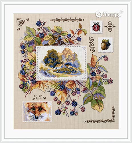 Merejka Counted Cross Stitch kit Autumn Sampler 30x32cm