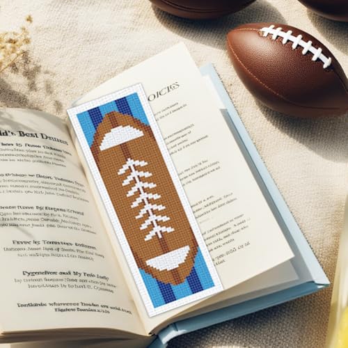 ORIGACH 6 Rugby Set Cross Stitch Bookmark Kit for Beginner - style: Rugby