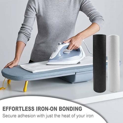 QIDIWIN Iron-On Non-Woven Fusible Interfacing - No-Sew Fabric Structure Support & Stability Ideal for DIY Sewing Quilting Embroidery Crafts, Medium & Lightweight Options (MediumWeight, White) - color: MediumWeight, White