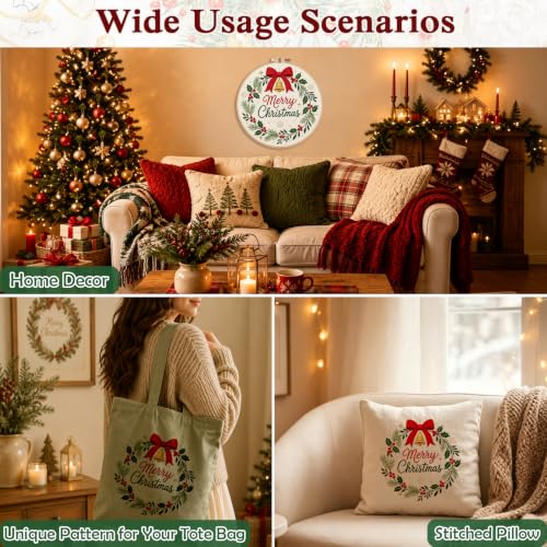 Louise Maelys Merry Christmas Wreath Embroidery Kit for Beginners Adults - color: Christmas Wreath