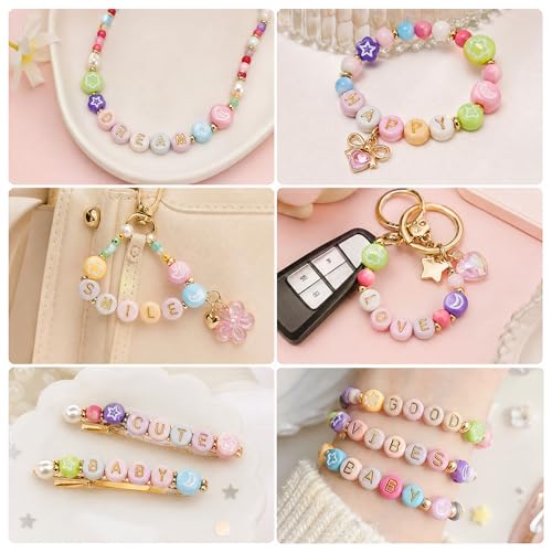 1500PCS Letter Beads, 4x7mm Alphabet Beads and Mixed-Style Beads - color: C+mixed