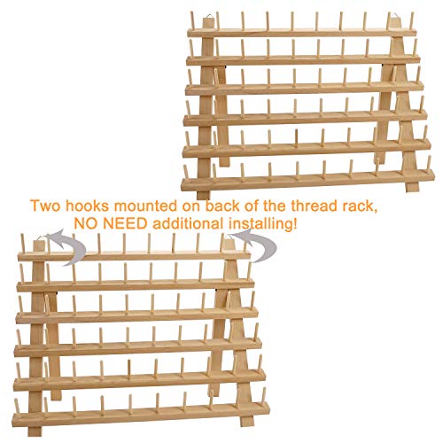 New brothread 2X60 Spools Wooden Thread Rack - color: Wood Color - 2x60 Spools
