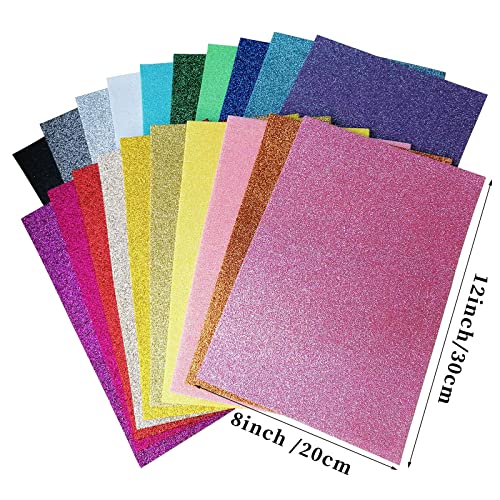 Glitter Felt, Glitter Sheets, 8 x12 inches Felt Glitter for Craft, 20pcs Pack Glitter Felt Fabric Square for for Party Project