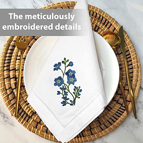 Embroidered Table Napkin, Mixed Color Hyacinth Bulbs Cloth Napkins 18x18 in - color: Mixed Color Hyacinth Bulbs