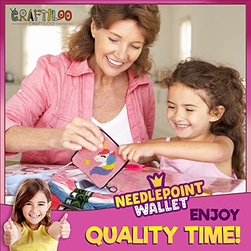 Needlepoint Kit for Kids Ages 6-12 - Unicorn Wallet Cross Stitch Craft - color: Unicorn