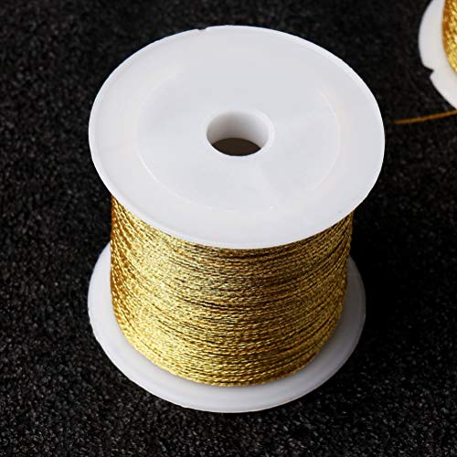 218 Yards/656 Feet Metallic Cord Gold Twine, 2 Spool Gold Thread String - color: Gold