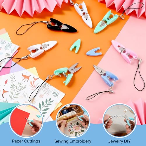 15 Pcs Mini Travel Scissors with Cover, 2.17" Tiny Compact Keychain Scissors TSA Approved for Travel,Stainless Steel Blade Micro Portable Scissor Snip with Safety Cap for Yarn Sewing Craft