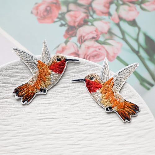 Iron/Sew on Applique Repair Patches, A Pair of Hummingbird Patch - color: A Pair of Hummingbird